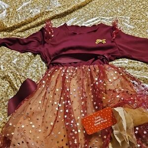 urgundy  Kids and Gold Star Dress